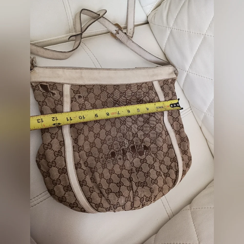 Authenticated Gucci GG Abbey D Ring Crossbody Brown Beige Canvas Fabric Bag - Picture 14 of 16